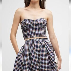 Carolina Herrera Multicolor Tweed Cropped Bustier Top Sz 6 US